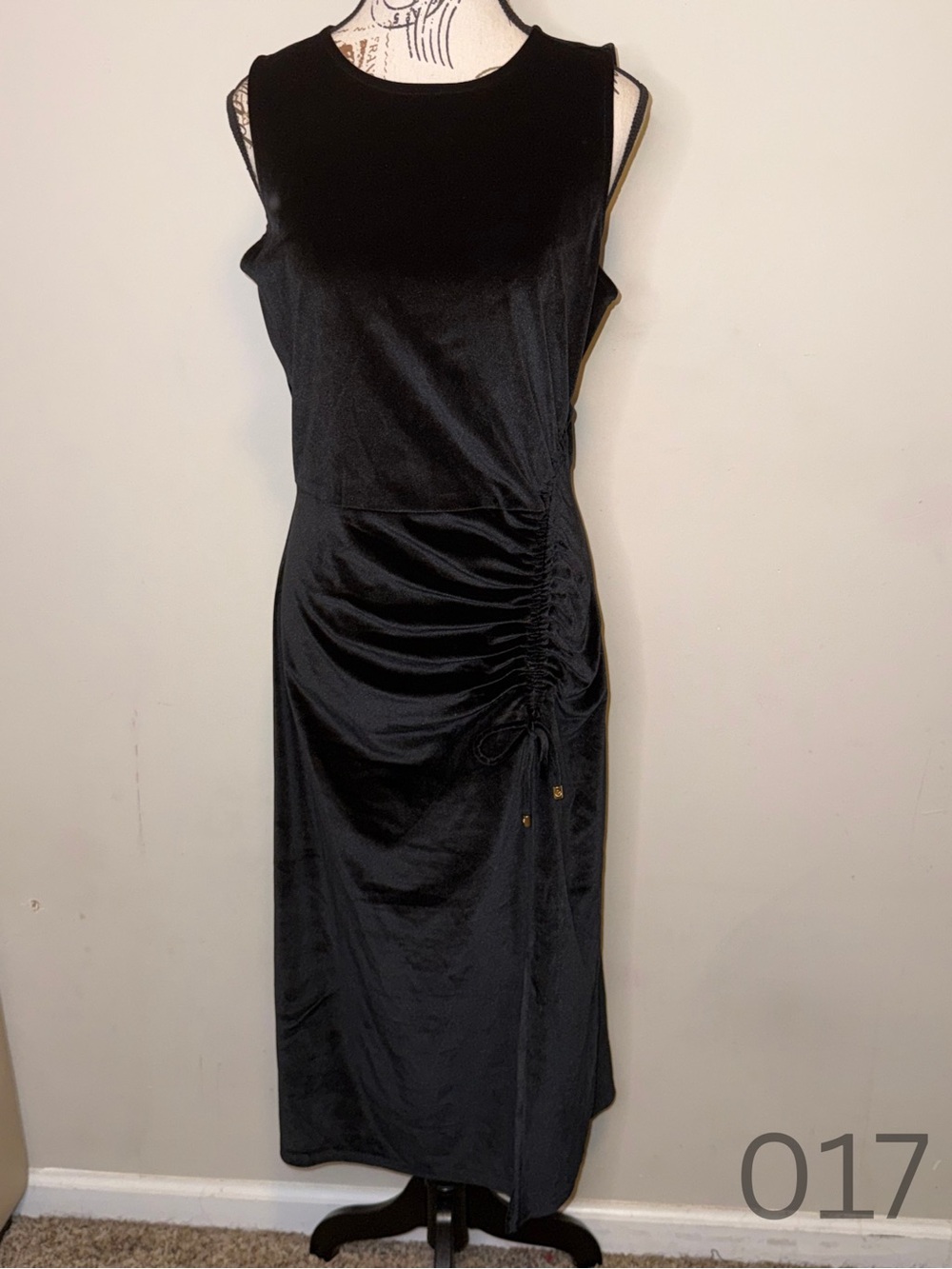 Michael Kors Black Sleeveless Ruched Midi Dress - Size M